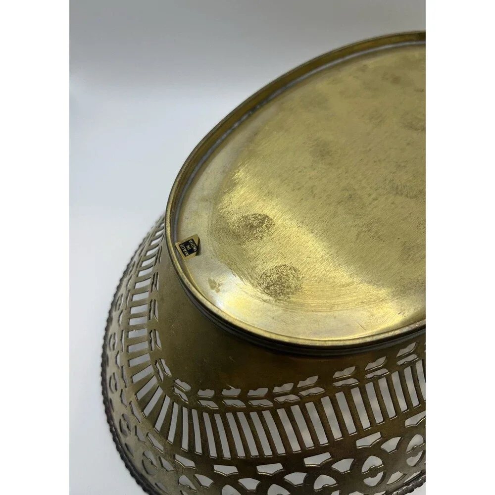 Vintage French Pierced Brass Bowl